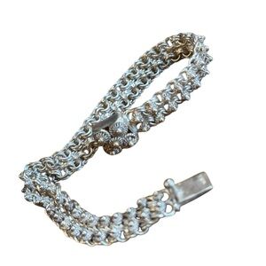 Elegant 800 Silver filagree link art deco Antique Bracelet